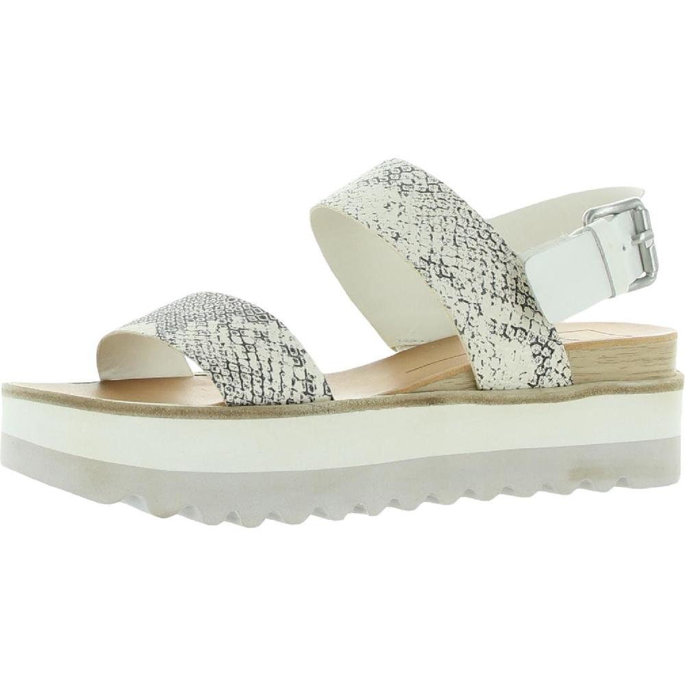 Dolce Vita Womens Moxie White Leather Strappy Flatform Sandals Platforms NWOB